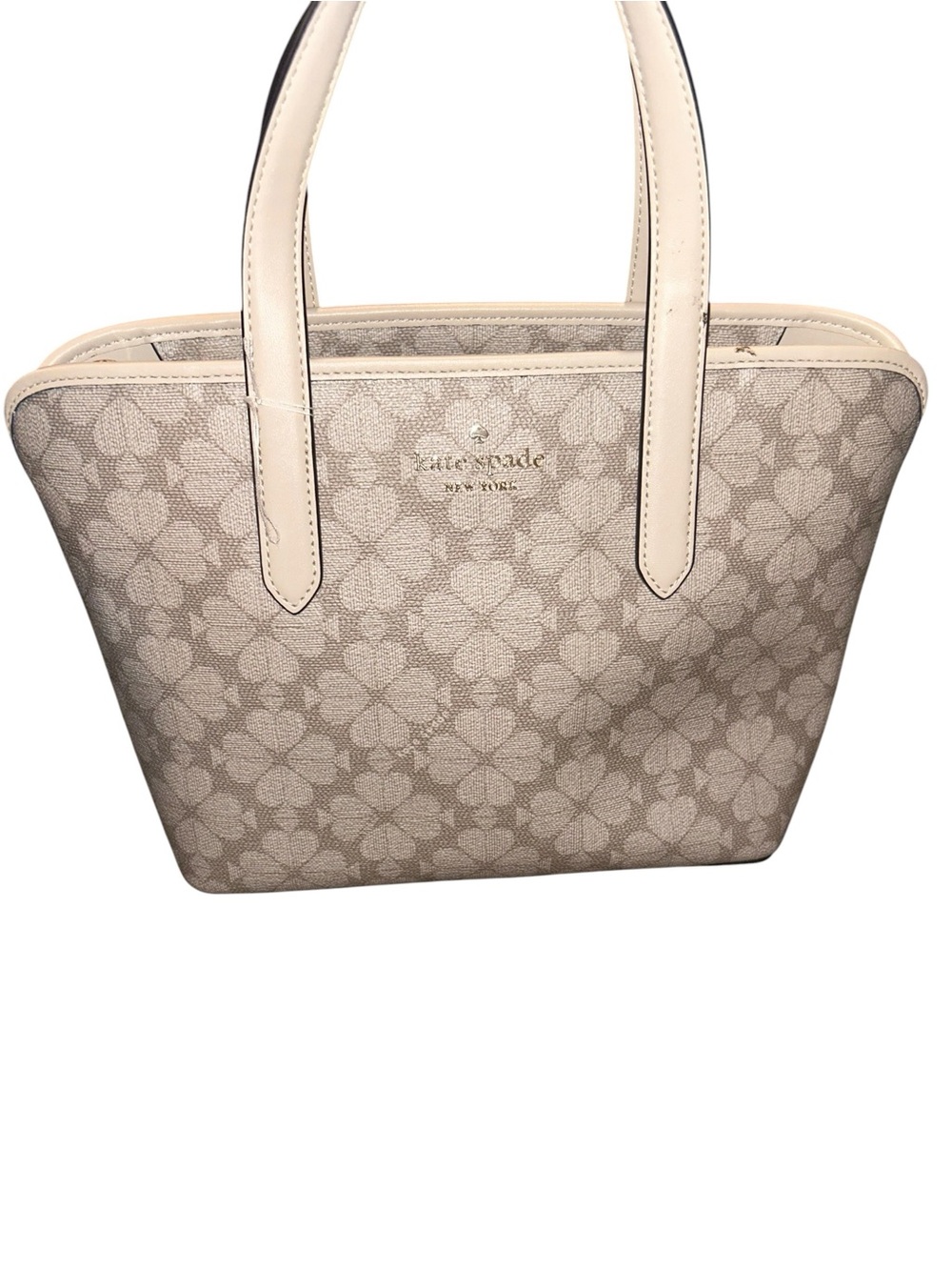 kate spade Beige Floral Jacquard Tote with Cream Handles